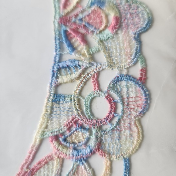 Vintage JACLYN Lace Collar Embroidery Applique Neck Detail Rainbow Sewing Floral - Picture 3 of 16